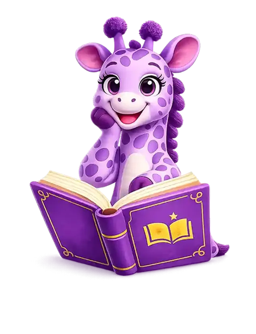 Purple Giraffe Press mascot for children's book publishing
